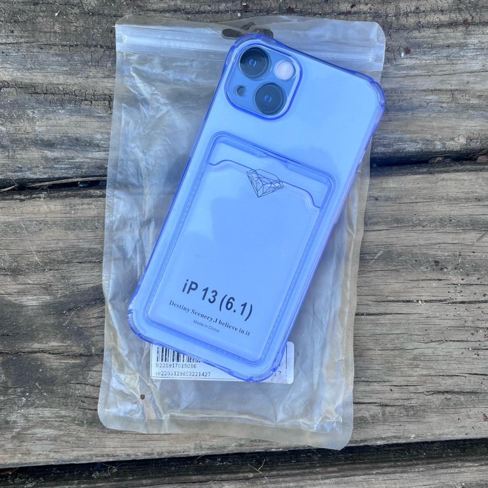 IPHONE 13 TRANSPARENT (CLEAR) PURPLE CELL PHONE CASE